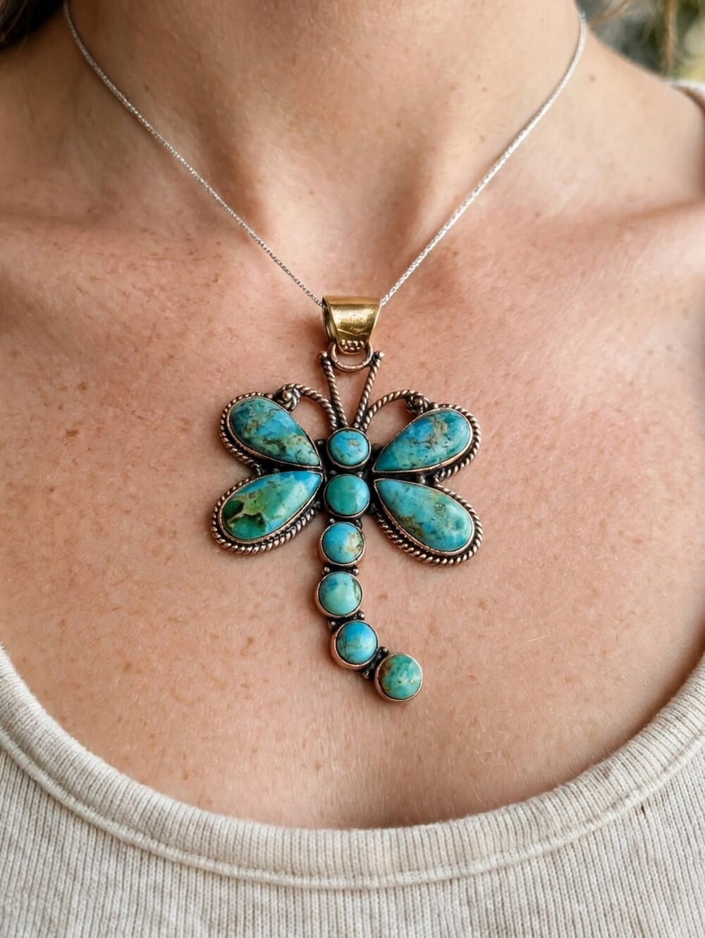 Mojave Turquoise Dragonfly Pendant